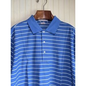 Martin Polo Shirt Mens Extra‎ Large Blue Striped Pima Cotton Golf Short Sleeve